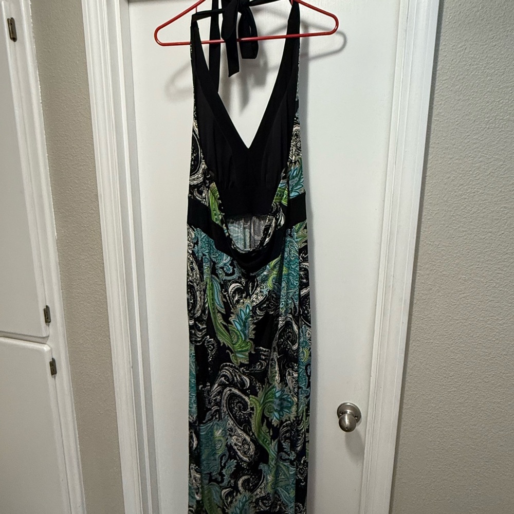 Bisou Bisou Black and Blue Halter Sundress